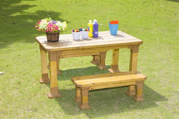 Outdoor Set - Tisch rechteckig mit 2 Bänken